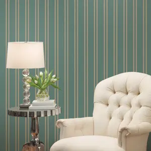 Galerie Ornamenta 2 Blue Regency Stripe Embossed Wallpaper