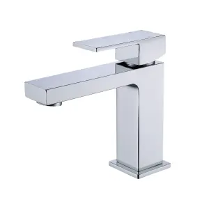 VURTU Blade Basin Mixer, 1/4 Turn, Single Lever Ceramic Disc, High/ Low Water Pressure, 143(H) x 48(W), Chrome, 641361