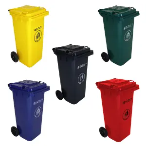 Charles Bentley Outdoor Household Waste Medium Rubbish 120 Litre Wheelie Bin