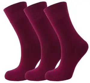 Green Bear Unisex Bamboo BURGUNDY Colour Socks-size 9-11 Cushioned Sole - Soft & Antibacterial - 3 Pack