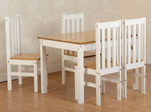 Ludlow Dining Set in Oak Effect with 4 White chairs