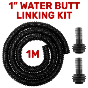 Waterbutt/rain barrel LINKING kit,1m of 1" flexi hose with two hosetails with nut and washer (REQUIRES 33mm HOLES)