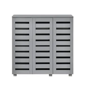 Euston Modern Light Grey 3 Door 5 Tier Shoe Cabinet