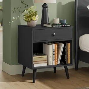 Monterey 1 Drawer Bedside Table Black