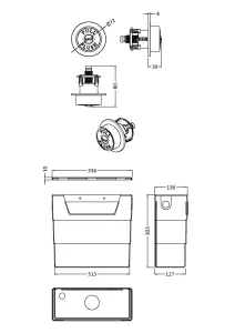 Universal Water Saving Dual Flush Side Inlet & Traditional Push Button - Matt Black/Black