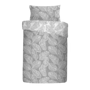 Matteo Polyester Floral Duvet Cover Set with Pillowcases Grey / Single - 1 Standard Pillowcase