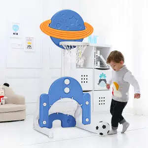 Costway Kids Basketball Stand 3 in 1 Basketball Hoop Soccer Golf Kit Adjustable Toy Set