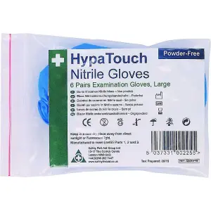 HypaTouch Nitrile Gloves 6 Pairs First Aid Gloves HSE Compliant Powder Free