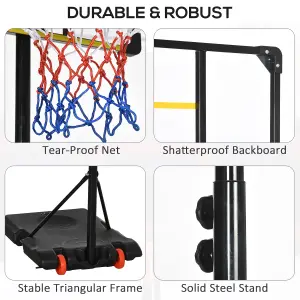 SPORTNOW Adjustable Basketball Hoop and Stand w/ Wheels, 1.8-2.1m, Yellow