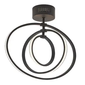 Luminosa Avali LED Semi Flush Light Matt Black & White Acrylic