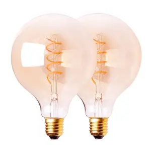 Harper Living 4 Watts G125 E27 LED Bulb Vintage Globe Warm White Dimmable, Pack of 2