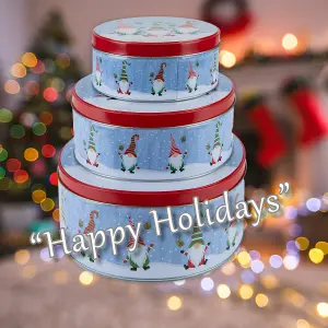 Christmas Storage Tins Themed Designs X 1 Small 15cm-Medium 17cm-Large 19.8cm