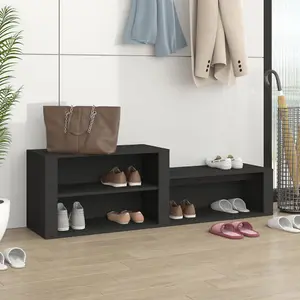 Berkfield Shoe Cabinet Black 150x35x45 cm Engineered Wood