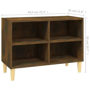 vidaXL TV Cabinet with Solid Wood Legs Smoked Oak 69.5x30x50 cm