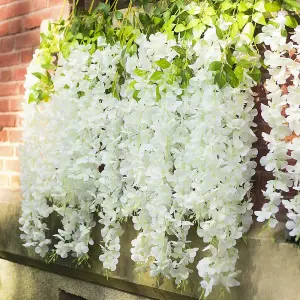 Set of 12 White Artificial Hanging Flowers Simulation Wisteria Flowers Wedding Decor