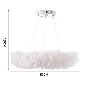 Modern White Chic Fluffy Feather Chandelier Ceiling Pendant Light Shade Dia 50cm