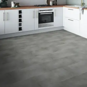 GoodHome Baila Grey Stone effect Textured Click vinyl Tile, 2.23m²