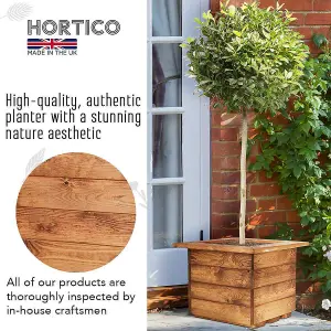 HORTICO™ Wooden Planter, 41cm Square Planter Box, Made in the UK Scandinavian Red Wood Outdoor Plant Pots H31 L41 W41 cm, 25L