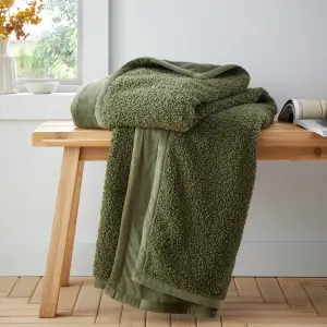 Catherine Lansfield So Soft Velvet Boucle 130x170 cm Blanket Throw Olive Green