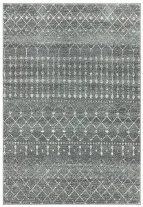 Nomadic Dark Grey Abstract Geometric Modern Easy to Clean Rug for Living Room Bedroom and Dining Room-160cm X 230cm