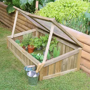 Zest Small Space Wooden Cold Frame Greenhouse Growhouse Planter