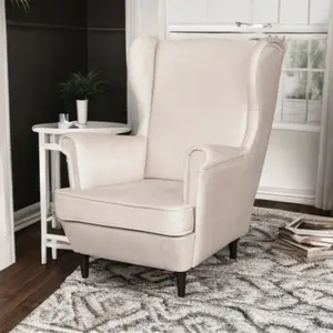 Leo Velour Armchair Elegant Accent Upholstered Loungechair - Beige