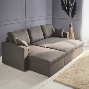 sweeek. 3-seater reversible corner sofa bed with storage Ida Grey 219x84x68 cm