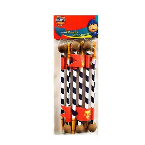 Mike The Knight Pencil With Eraser (Pack of 6) White/Brown/Navy (One Size)