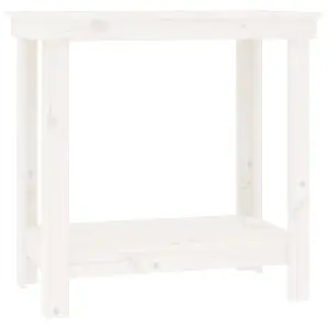 Berkfield Work Bench White 80x50x80 cm Solid Wood Pine