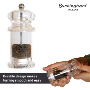 Buckingham Clear Acrylic Salt & Pepper Mill Set 13.5 cm