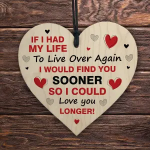 Red Ocean Valentines Gift For Him Or Her Love You Longer Valentines Day Gift Anniversary Present Wooden Heart