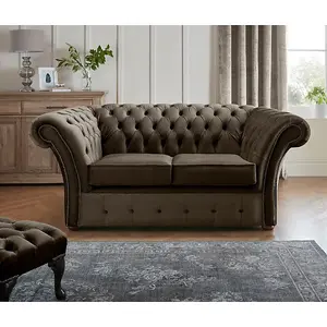 Chesterfield Beaumont 2 Seater Sofa Malta Mushroom 07 Real Fabric