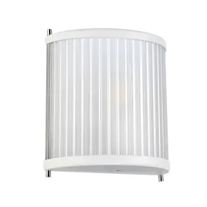 Elstead Corona Flush 1 Light Wall Light, White Polished Nickel, Frosted Glass