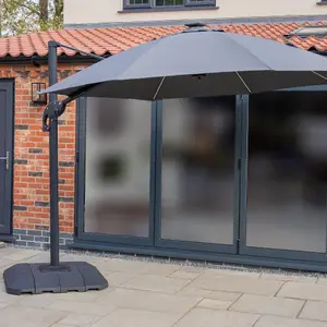 Norfolk Leisure One Box (W) 3m (H) 2.5m Dark grey Cantilever parasol