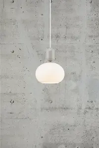 Nordlux Notti Indoor Bedroom Dining Kitchen Office Hallway Pendant Ceiling Light with White Opal Glass in Grey