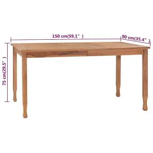 Berkfield Garden Dining Table 150x90x75 cm Solid Teak Wood