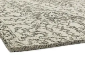 Grey Handmade Luxurious Traditional Rug For Living Room and Bedroom-160cm X 230cm