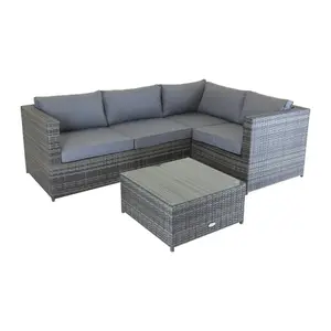 Charles Bentley Rattan Corner Sofa & Coffee Table - Grey