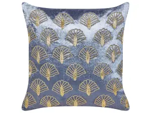 Throw Cushion PANDOREA Velvet 45 x 45 cm Geometric Embroidery Violet