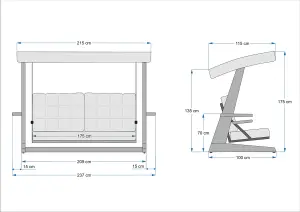 Viva Solid Wood Porch Swing with Canopy 2400 MM