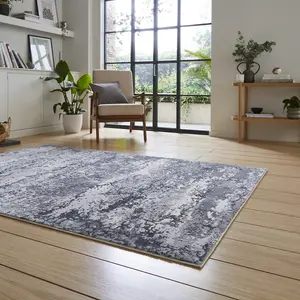 Grey Modern Abstract Easy To Clean Dining Room Bedroom & Living Room Rug-160cm X 230cm