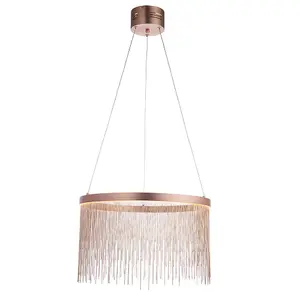 Luminosa Zelma LED Pendant Light Fine Copper Chain Waterfall Effect Brushed Copper, Warm White