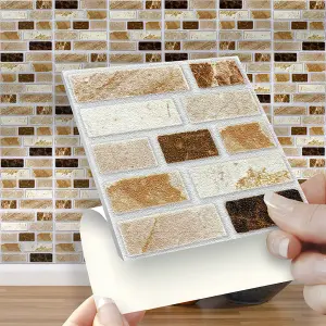 Stick and Go Self Adhesive Stick On Tiles Stone Tablet 4" x 4" Box of 18 Apply over any tile, or directly on to the wall