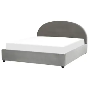 Velvet EU Super King Size Ottoman Bed Grey VAUCLUSE