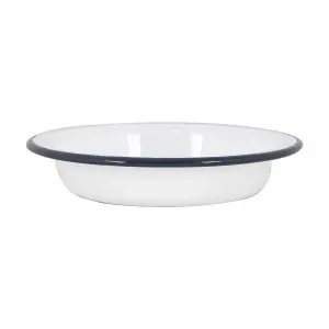 Argon Tableware - White Enamel Deep Bowls - 19cm - Navy - Pack of 12