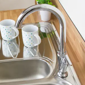 Astini Saturn Chrome Plated Twin Handle Swivel Spout Kitchen Sink Mixer Tap