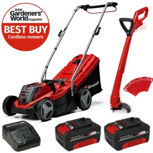 Einhell GE-CM 18/33 18v Cordless Lawnmower 33cm Lawn Mower + Grass Trimmer 2x4ah