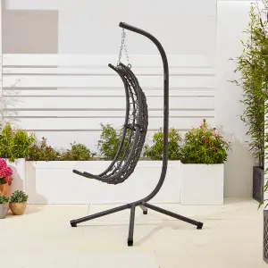 Neo Dark Grey Egg Swing Hanging Chair With Cushions