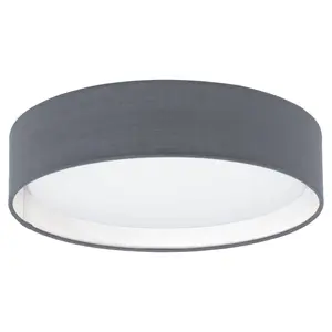 EGLO Pasteri Grey Fabric Wired Flush Ceiling Light, (D) 32cm