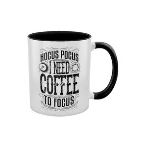 Grindstore Hocus Pocus I Need Coffee To Focus Two Tone Mug White/Black (One Size)